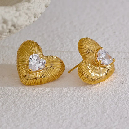 Amanza Heart Zirconia Earrings