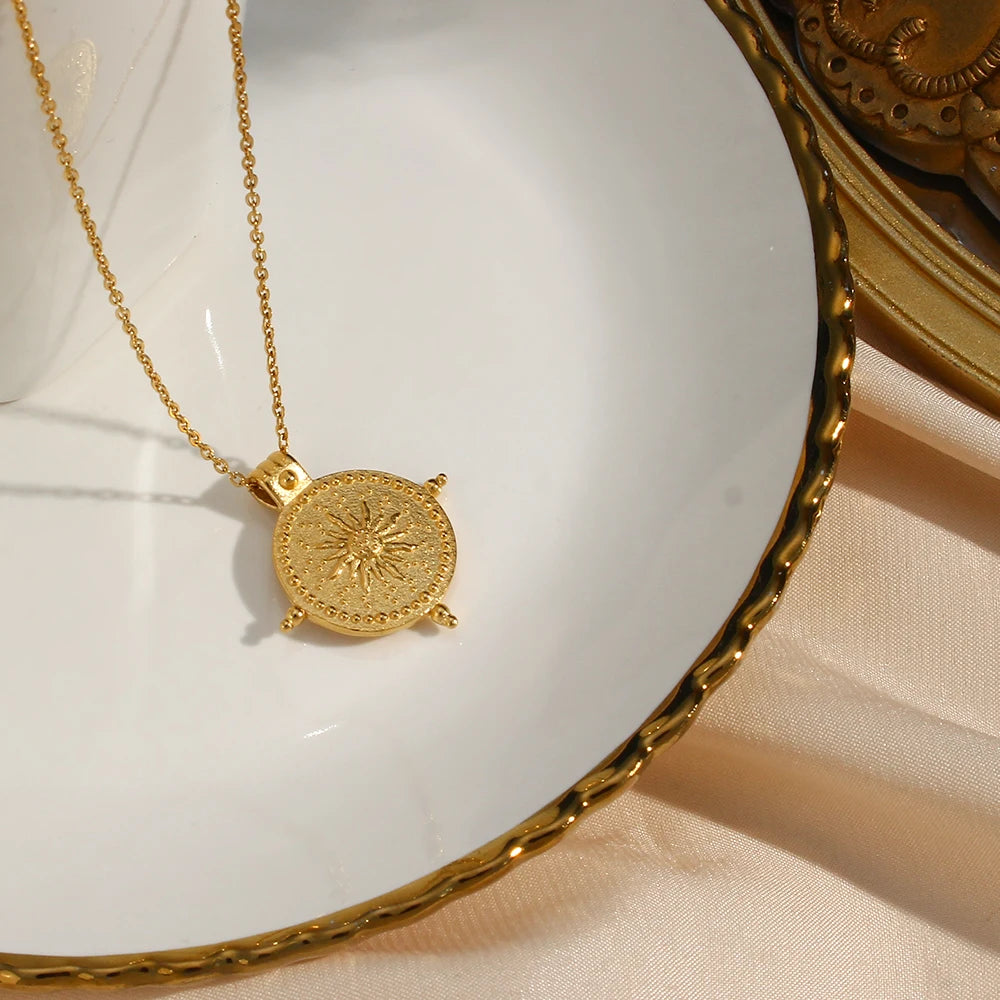 Hilda Ancient Sun Compass Coin Necklace