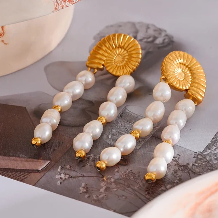 Lorelei Shell Pearls Drop Earrings