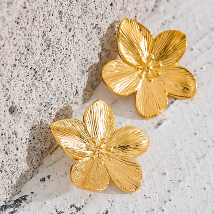 Ruby Vintage Flower Statement Earrings