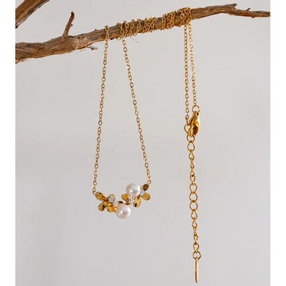 Charlotte Zircon Pearl Flower Necklace