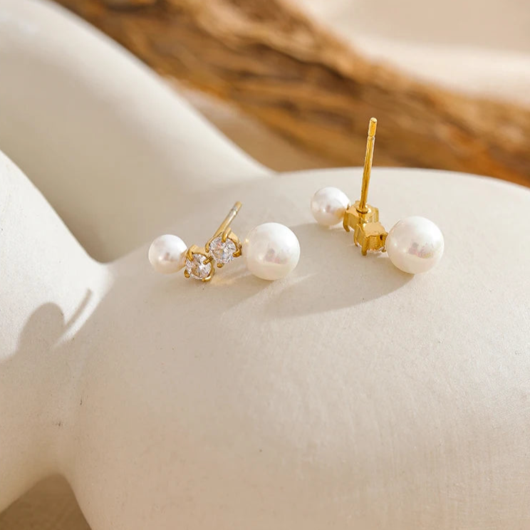 Quinn Delicate Pearls Zircon Stud Earrings