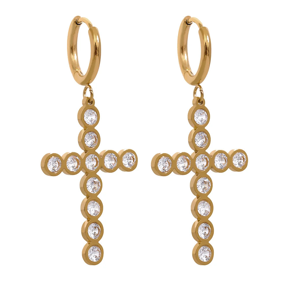 Deasia Zirconia Cross Drop Earrings