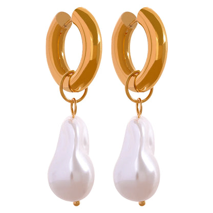 Louise Pearl Pendant Hoop Earrings