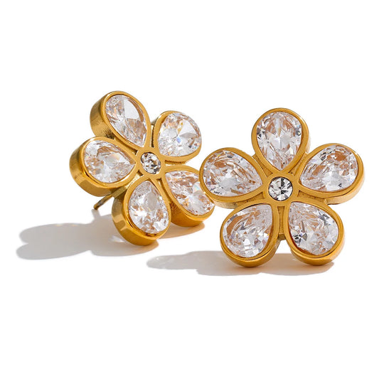 Angelique Zirconia Flower Stud Earrings