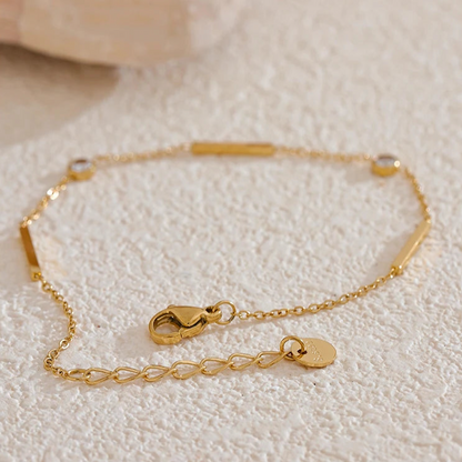 Iris Zircon Thin Chain Bracelet