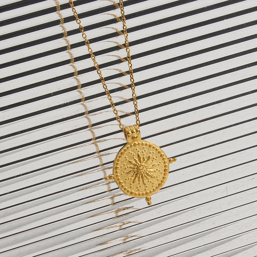 Hilda Ancient Sun Compass Coin Necklace