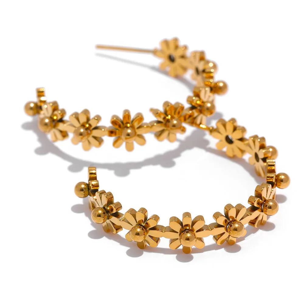 Heather Flower Hoop Earrings