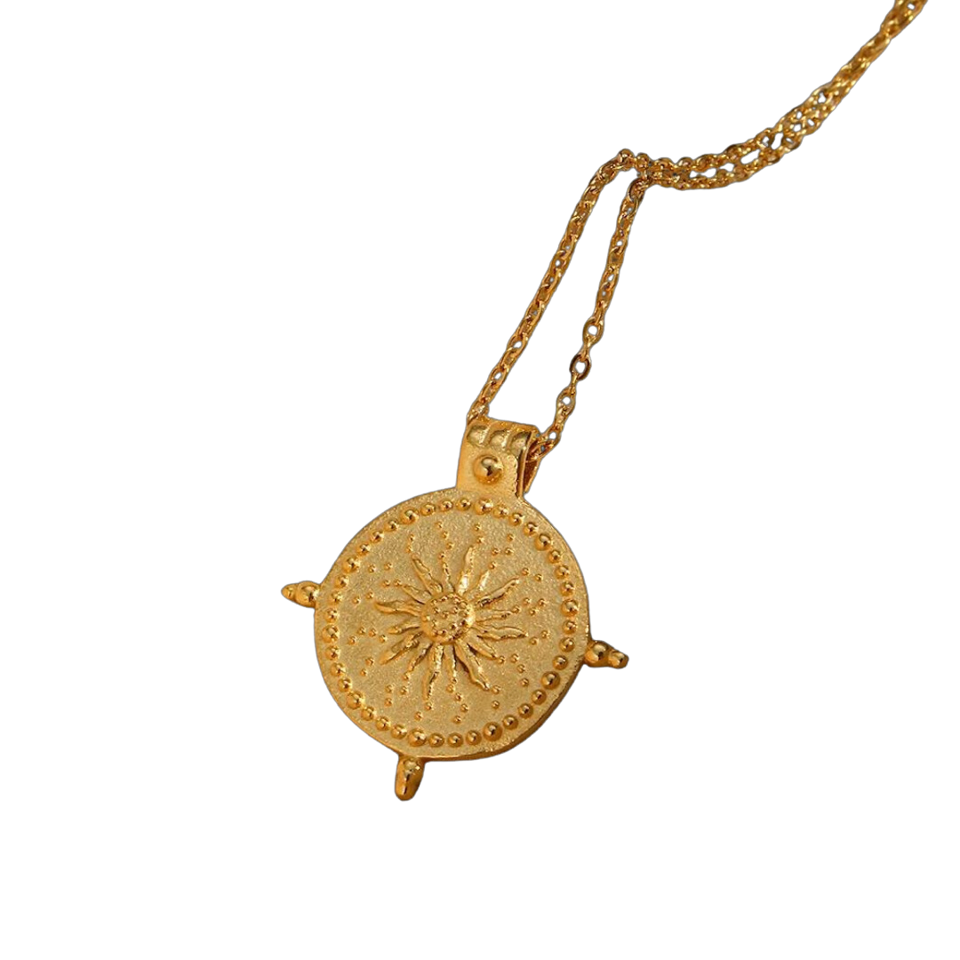 Hilda Ancient Sun Compass Coin Necklace