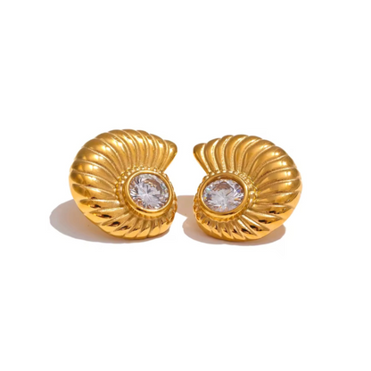 Luna Shell Zirconia Earrings