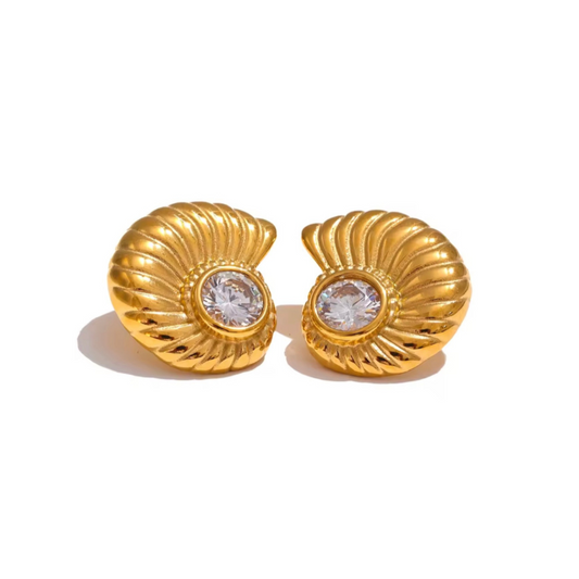 Luna Shell Zirconia Earrings