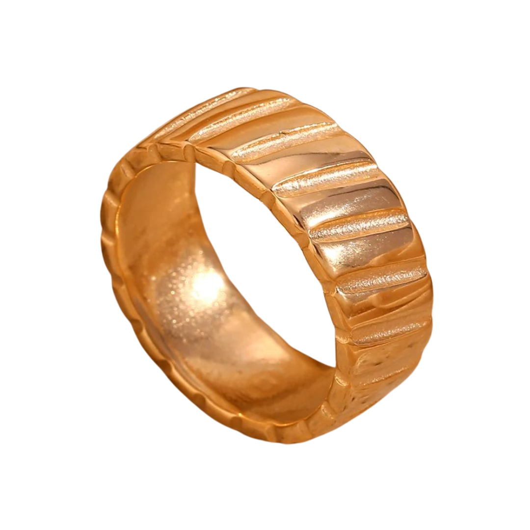 Havana Texture Gold Band Ring