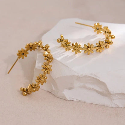Heather Flower Hoop Earrings