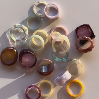 Autumn Retro Marble Rings