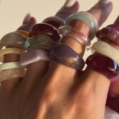Autumn Retro Marble Rings