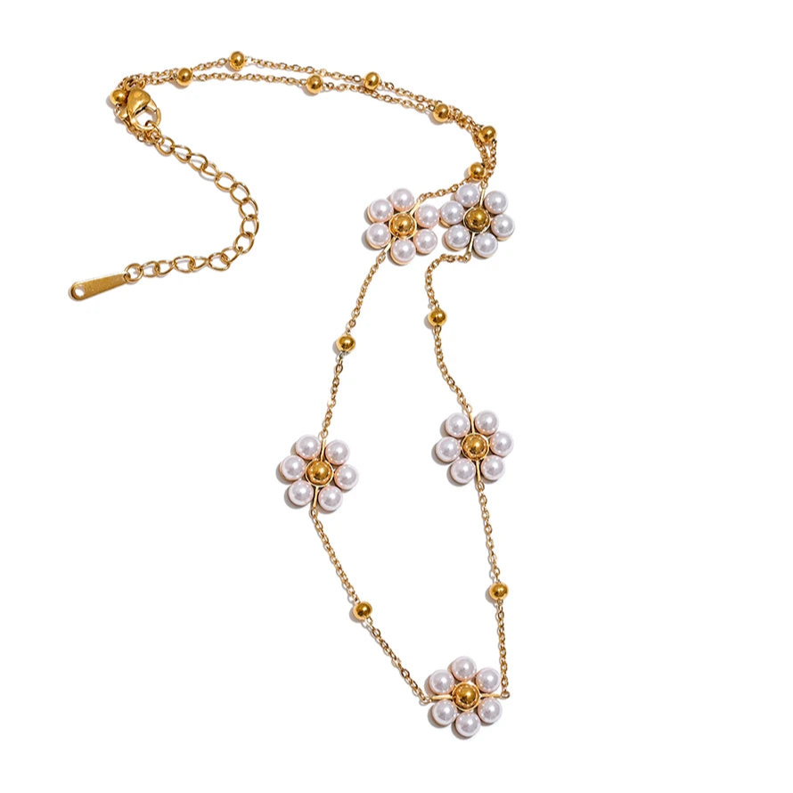 Alora Delicate Flower Bead Necklace