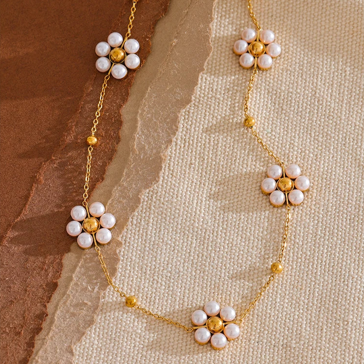 Alora Delicate Flower Bead Necklace