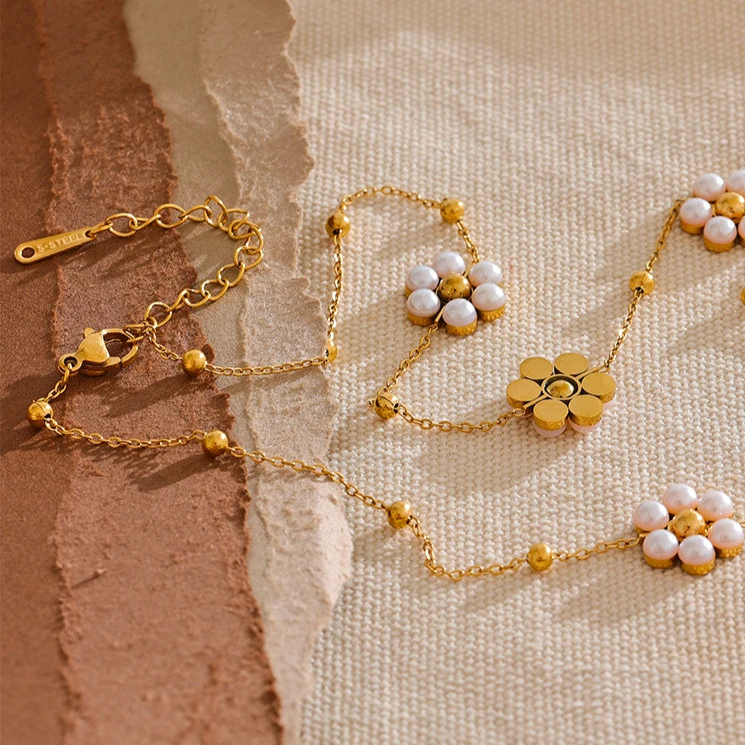 Alora Delicate Flower Bead Necklace